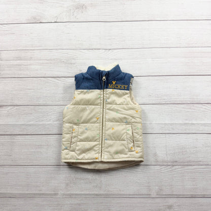 Disney Baby Mickey Puffer Vest Sherpa Lined Zip Up Winter 12-18 Months