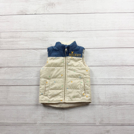 Disney Baby Mickey Puffer Vest Sherpa Lined Zip Up Winter 12-18 Months