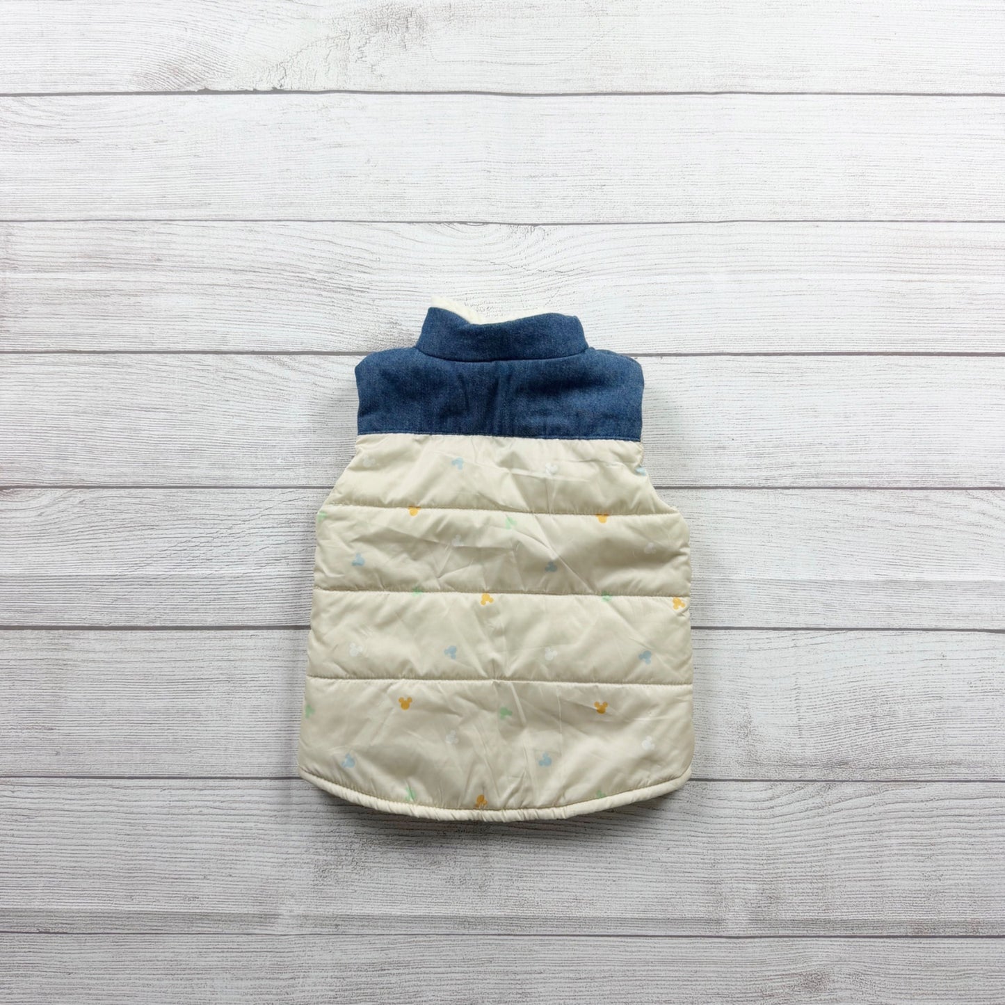 Disney Baby Mickey Puffer Vest Sherpa Lined Zip Up Winter 12-18 Months