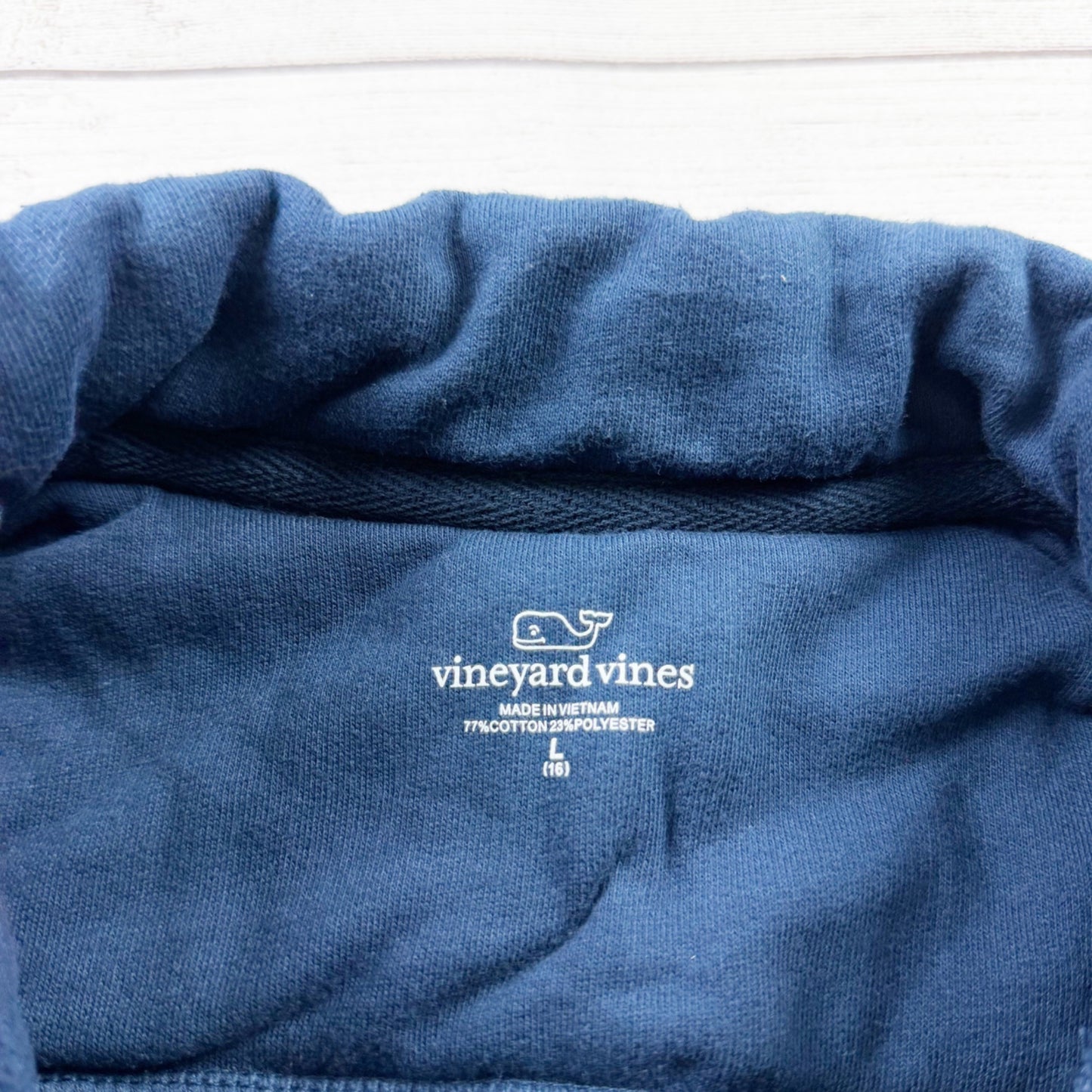 Vineyard Vines Navy 1/4 Zip Pullover Sweatshirt Whale Logo L 16
