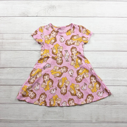 Disney Princess Belle Pink Short Sleeve Girls Dress Beauty & Beast 5T