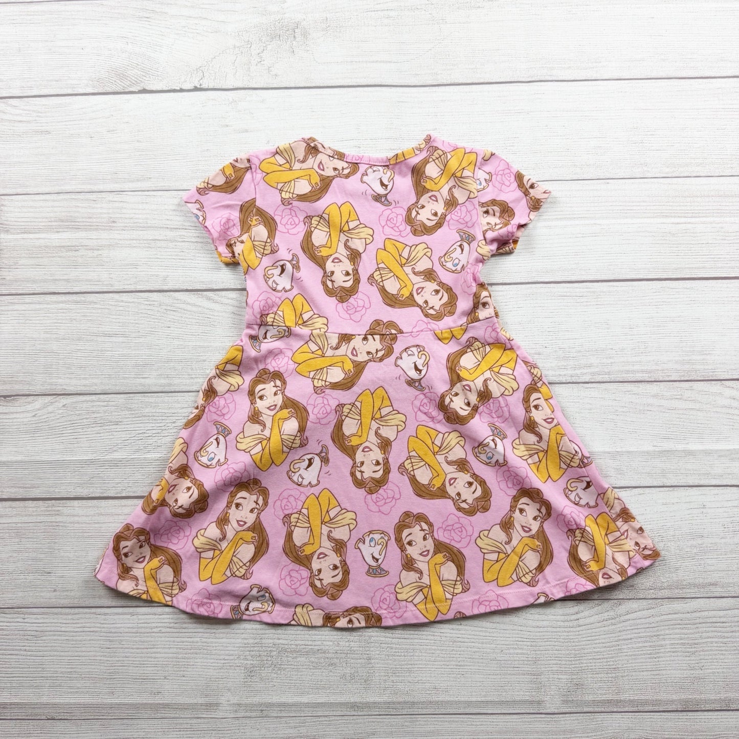 Disney Princess Belle Pink Short Sleeve Girls Dress Beauty & Beast 5T