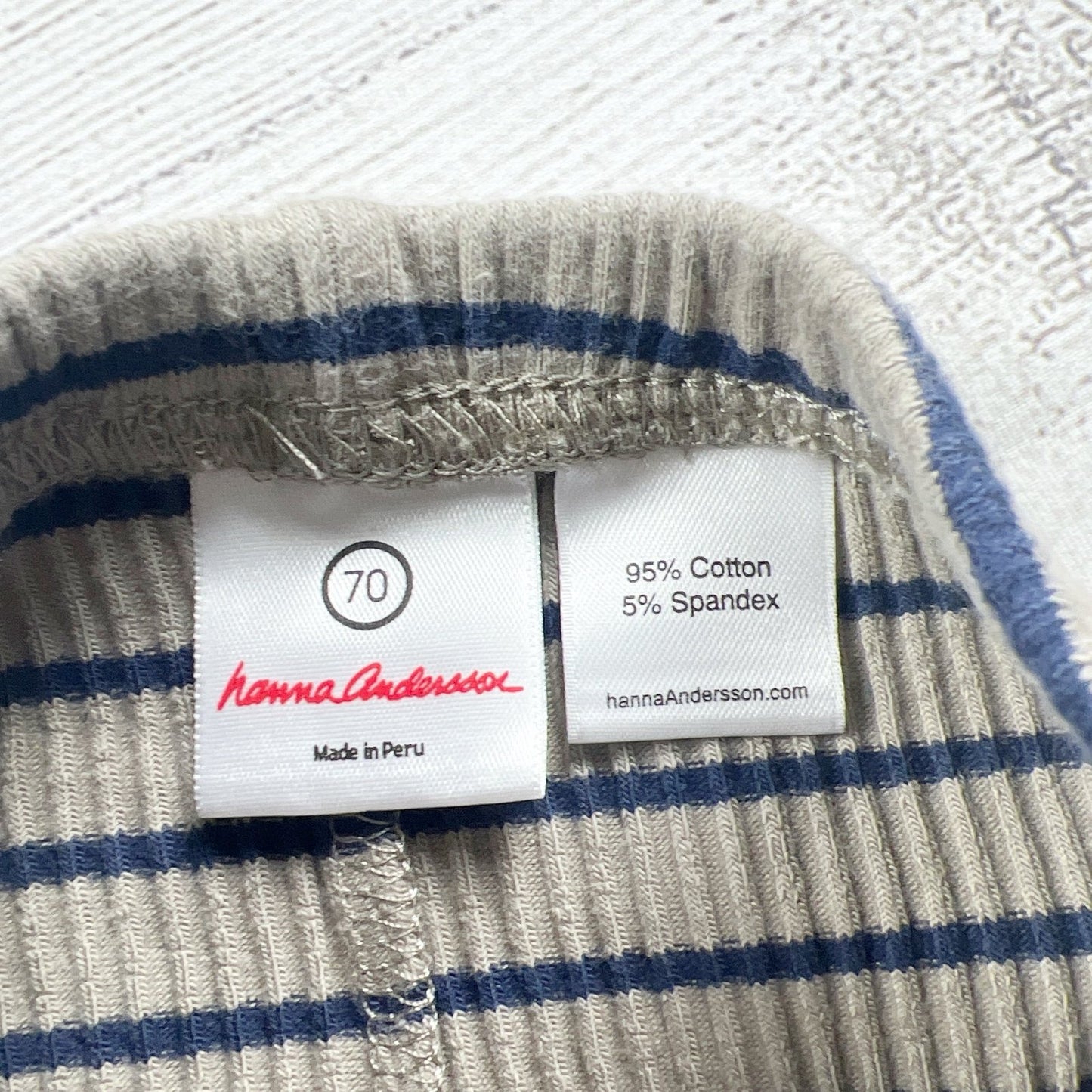 Hanna Andersson Baby Ribbed Striped Leggings Beige Navy 70 6-12 Months