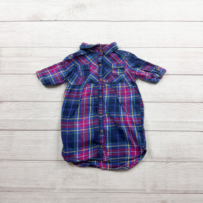 Old Navy Toddler Plaid Dress Button Up Front Multicolor Cotton Blend 3T