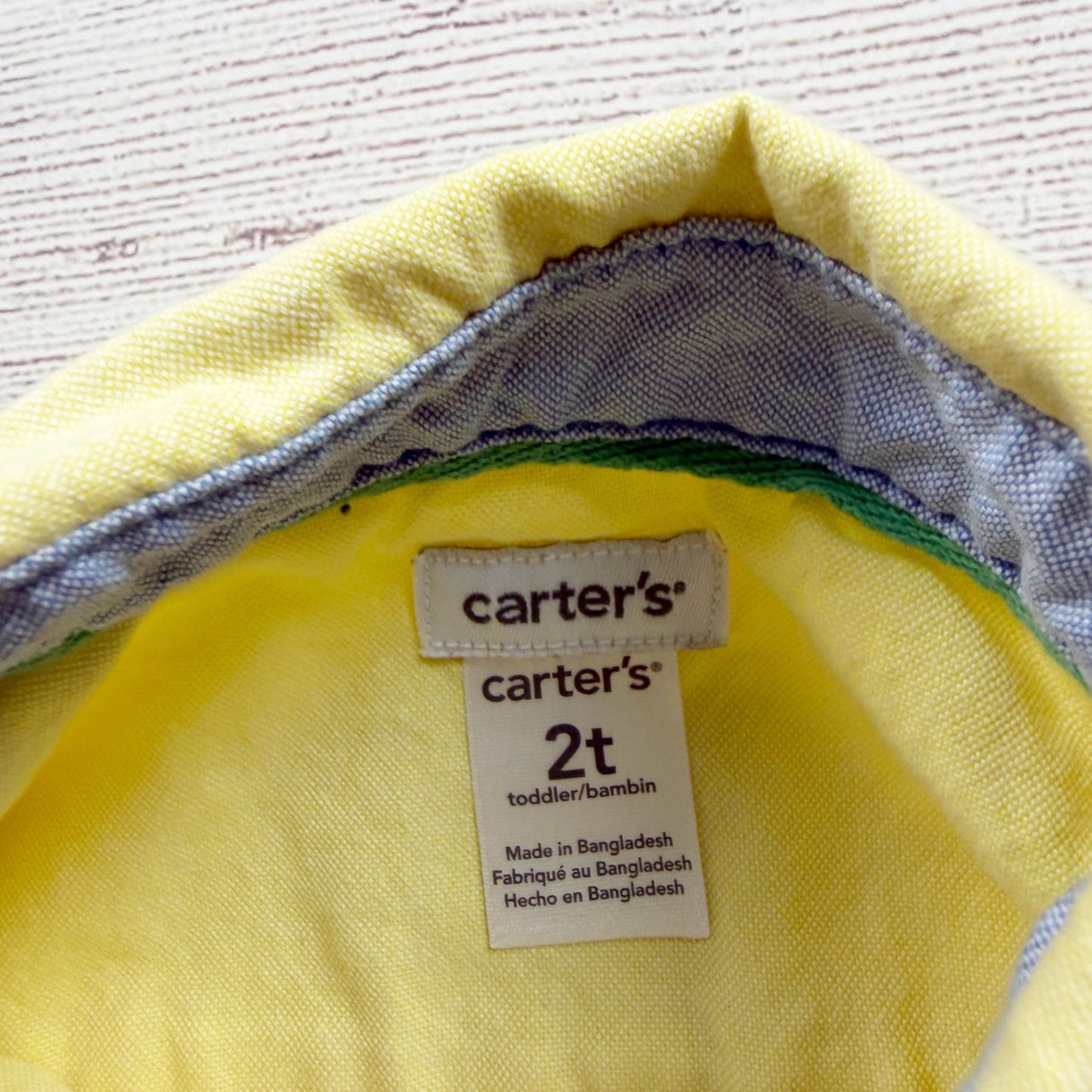 Carter’s Toddler Boys Yellow Cotton Long Sleeve Button Up Shirt 2T