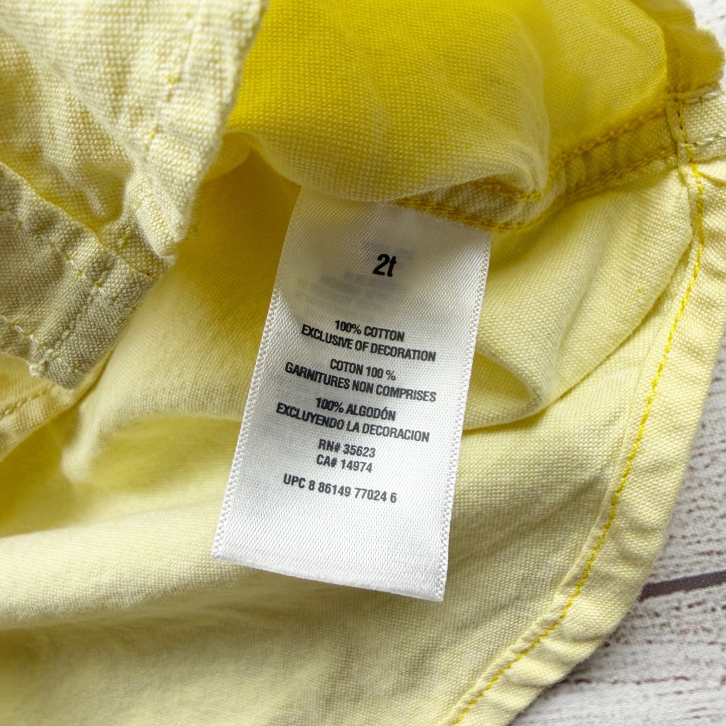 Carter’s Toddler Boys Yellow Cotton Long Sleeve Button Up Shirt 2T
