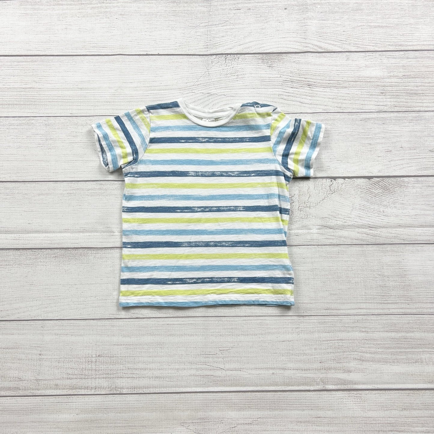 H&M Boys Striped Short Sleeve Tee Multicolor Cotton Lightweight 18-24 Months