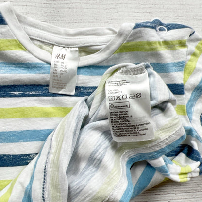 H&M Boys Striped Short Sleeve Tee Multicolor Cotton Lightweight 18-24 Months