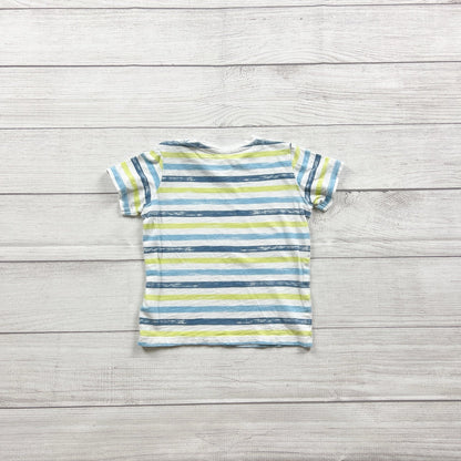 H&M Boys Striped Short Sleeve Tee Multicolor Cotton Lightweight 18-24 Months