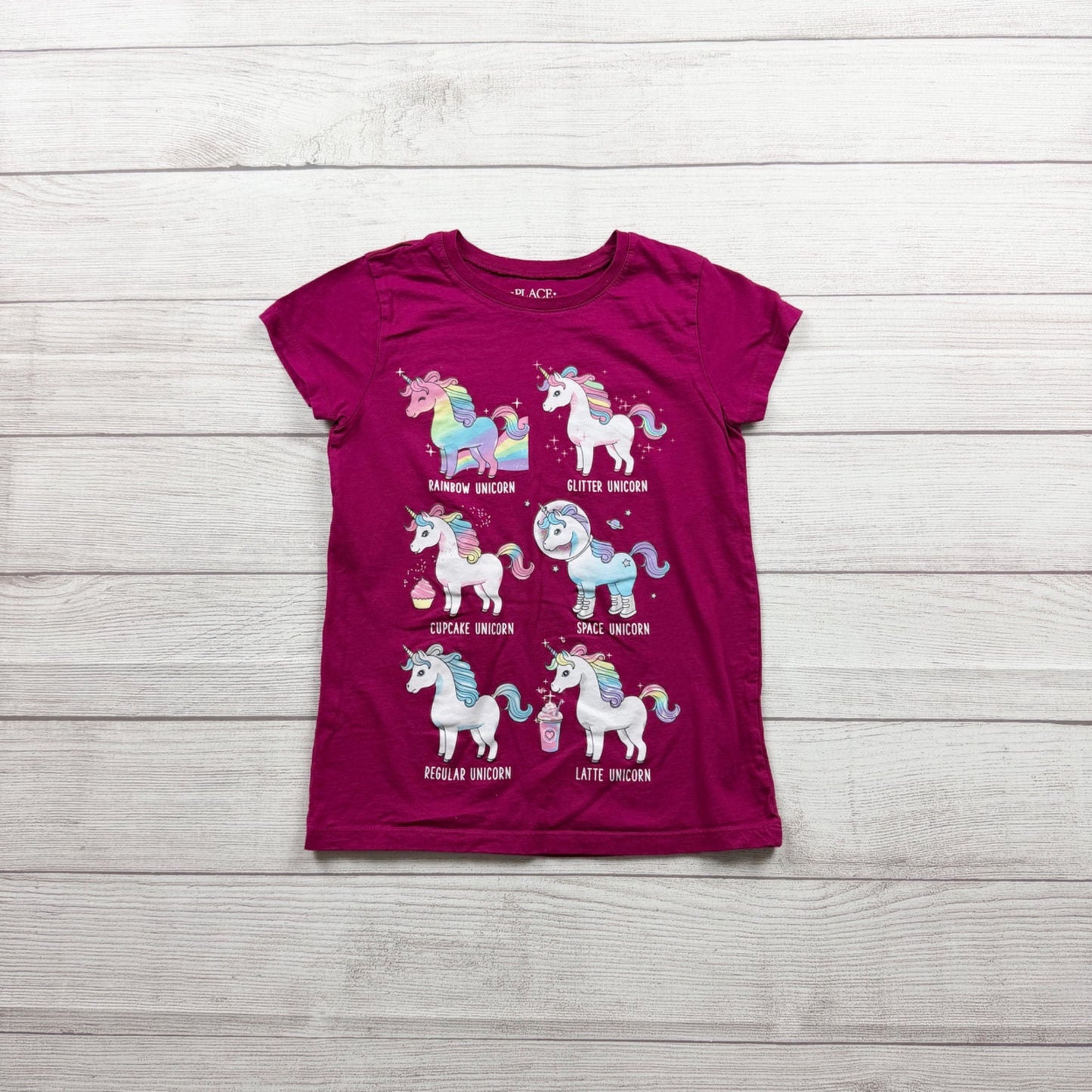 Children's Place Girls Unicorn Graphic Print T-Shirt M 7-8