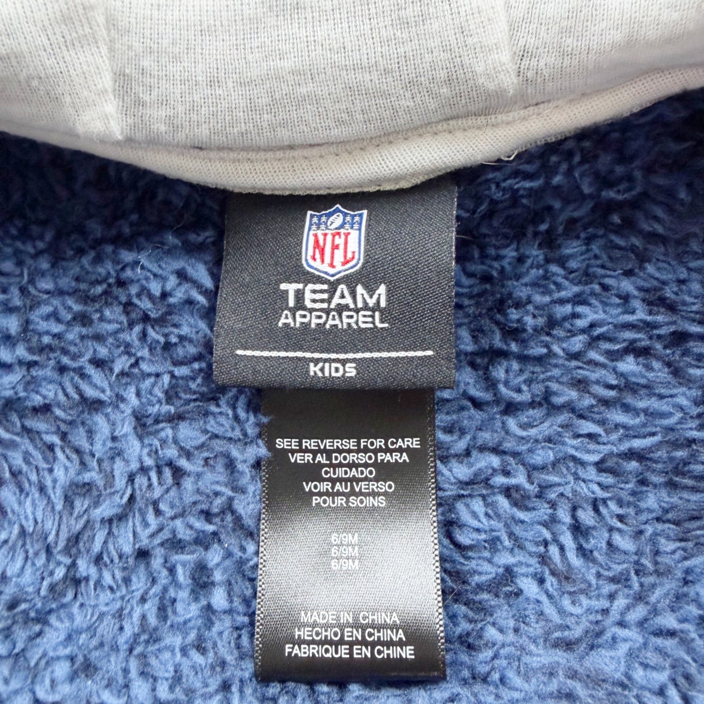 NFL Team Apparel Infant Sherpa Fleece Hooded Coverall Romper 6-9 Months