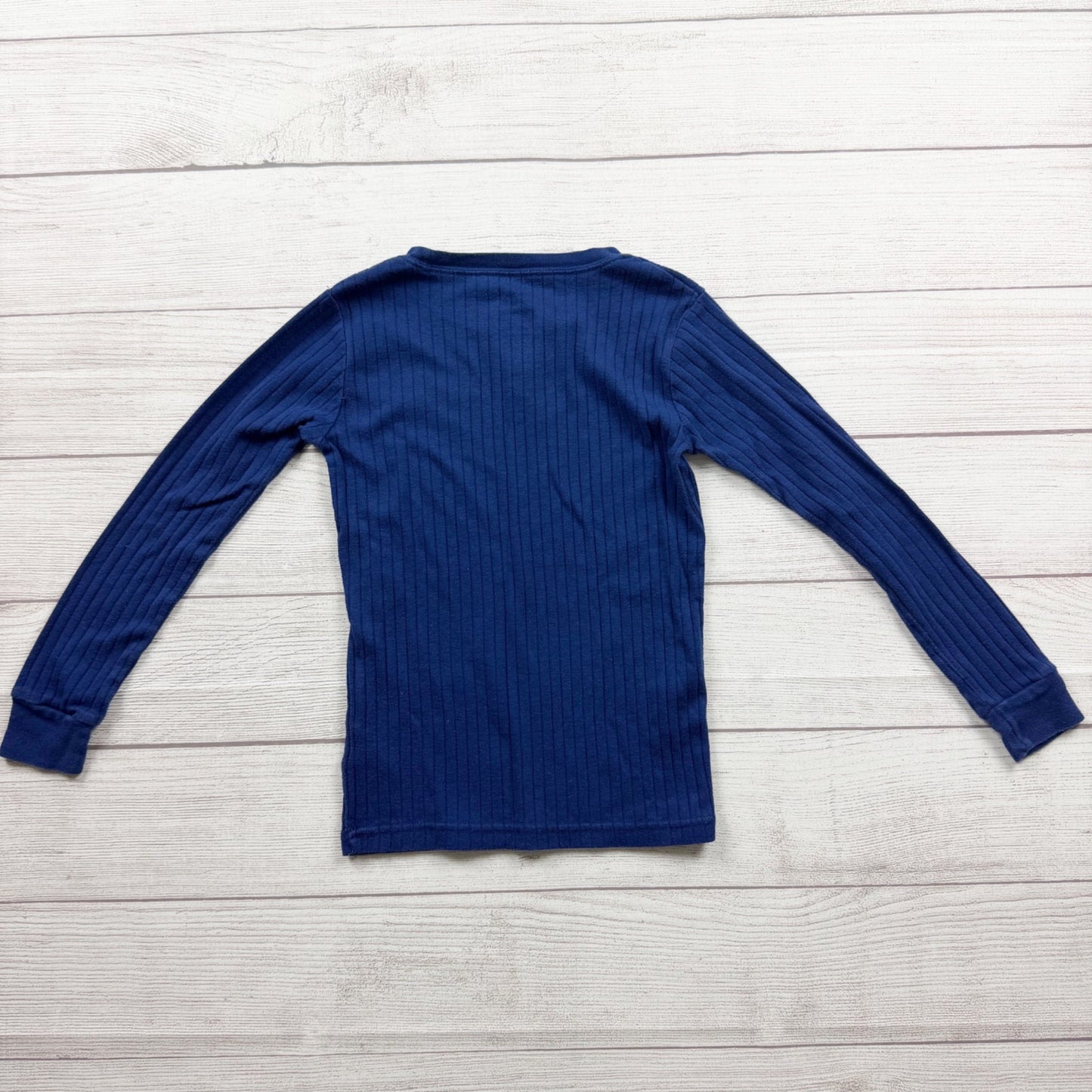 Carter's Boys 2 Piece Blue Henley Rib Knit Pajama Set Long Sleeve 8