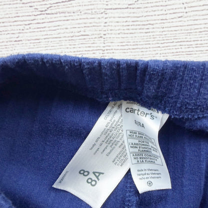 Carter's Boys 2 Piece Blue Henley Rib Knit Pajama Set Long Sleeve 8