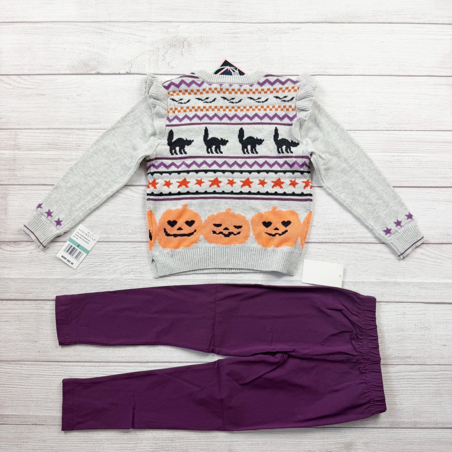 Andy & Evan Glow In The Dark Halloween Sweater Pants Girls Set NWT 5