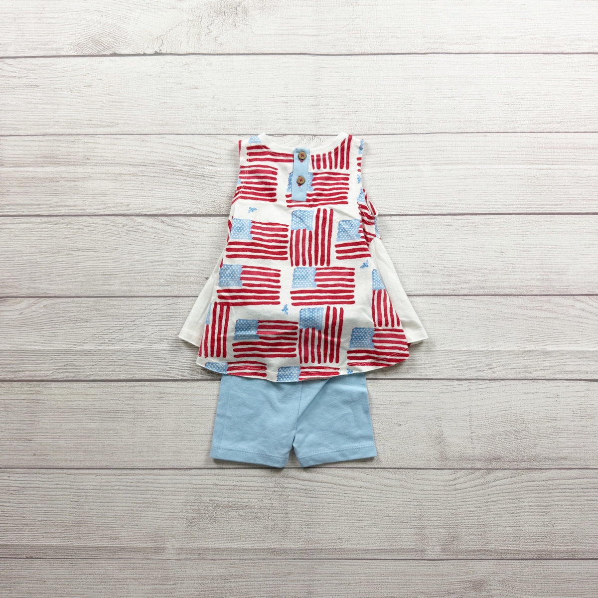 Burt's Bees Baby Organic Cotton 2 Piece Tank Shorts Set USA Flag 3-6 Months