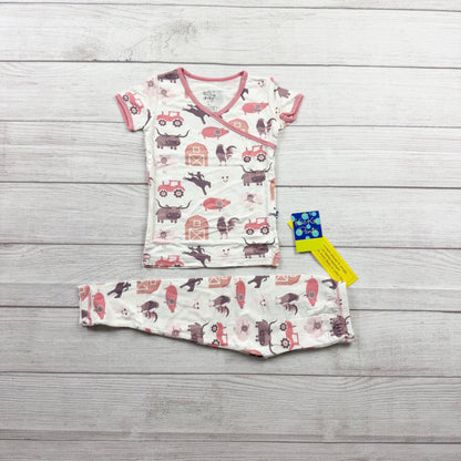 Kickee Pants Kids Pajama Set Farm Barn Animal Print Bamboo Viscose NWT 3T