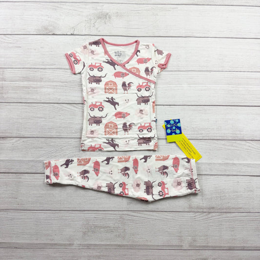 Kickee Pants Kids Pajama Set Farm Barn Animal Print Bamboo Viscose NWT 3T