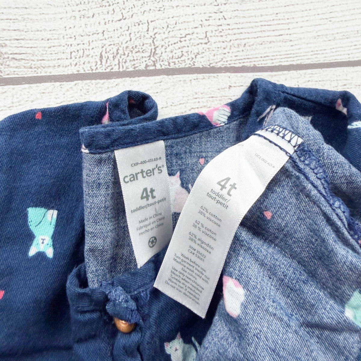 Carter's Toddler Girls Long Sleeve Navy Animal Print Dress 4T