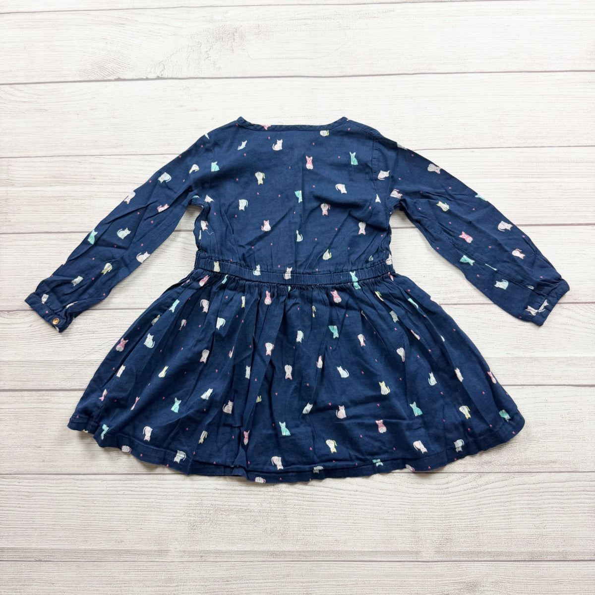 Carter's Toddler Girls Long Sleeve Navy Animal Print Dress 4T