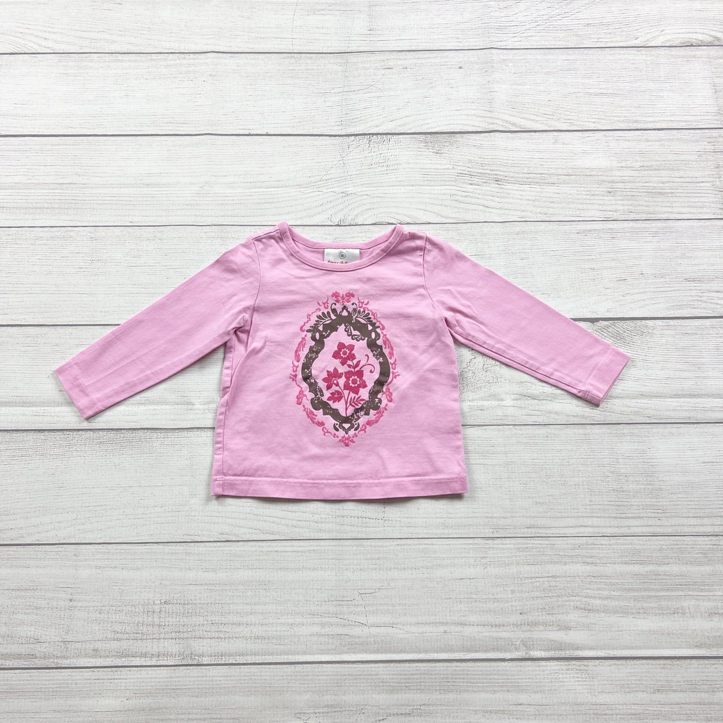 Hanna Andersson Baby Girl Printed Long Sleeve Pink Top 18-24 Months