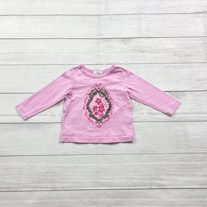Hanna Andersson Baby Girl Printed Long Sleeve Pink Top 18-24 Months