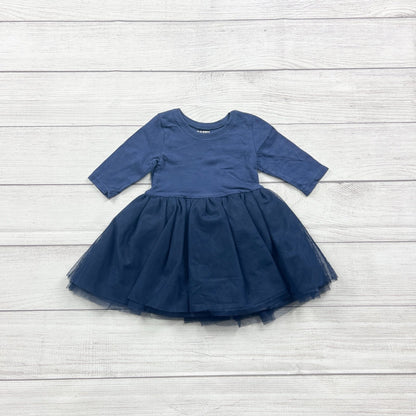 Old Navy Baby Navy Blue Tulle Skirt Bodysuit Dress Long Sleeve 6-12 Months