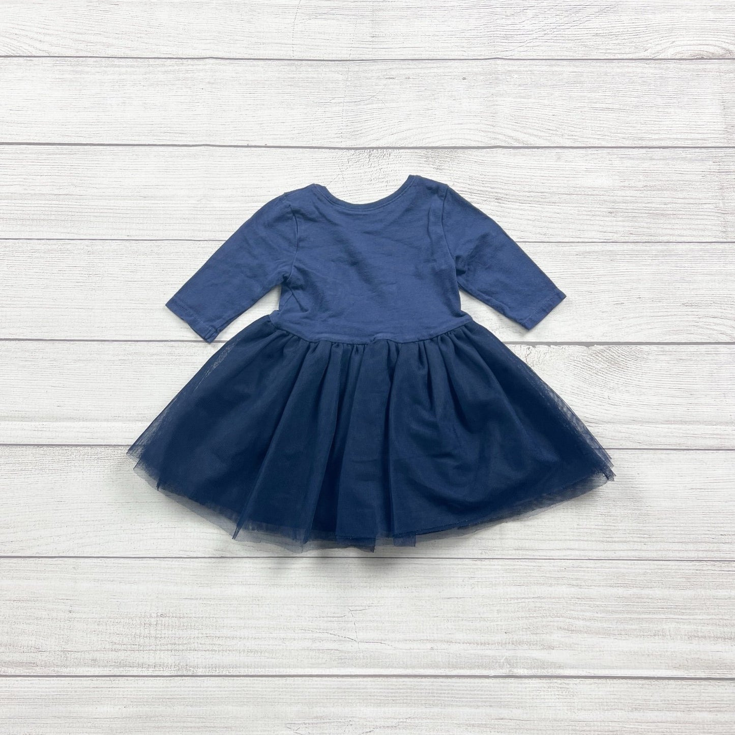 Old Navy Baby Navy Blue Tulle Skirt Bodysuit Dress Long Sleeve 6-12 Months