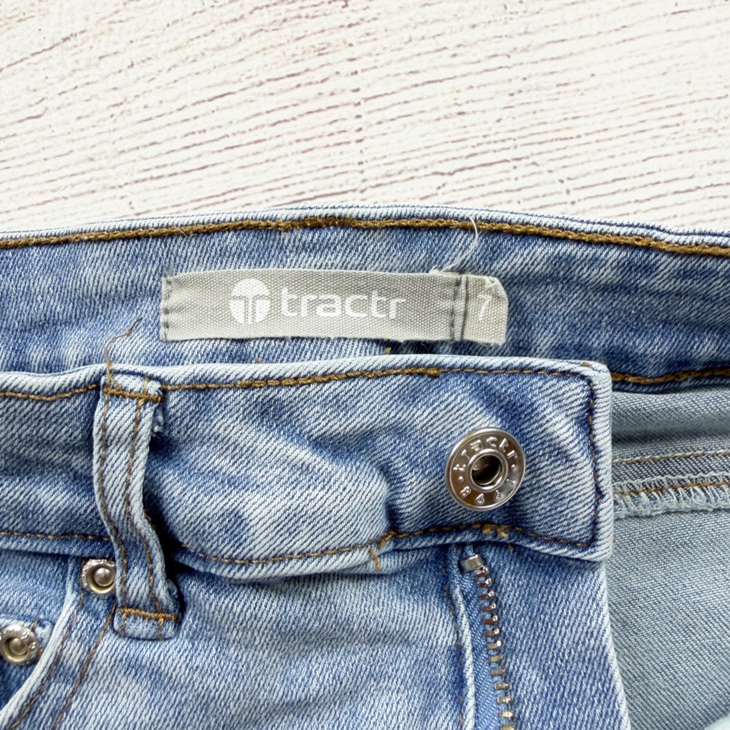 Tractr Girls Flared Light Wash Denim Jeans Stretch Cotton Blend 7