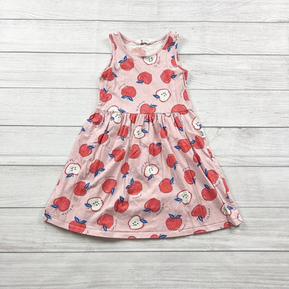 H&M Girls Dress Pink Apple Print Sleeveless Cotton Summer Dress 6-8 Years