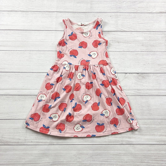 H&M Girls Dress Pink Apple Print Sleeveless Cotton Summer Dress 6-8 Years