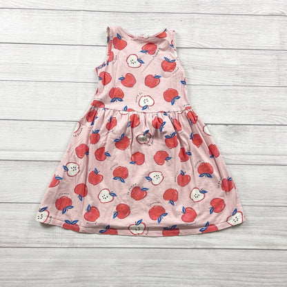 H&M Girls Dress Pink Apple Print Sleeveless Cotton Summer Dress 6-8 Years