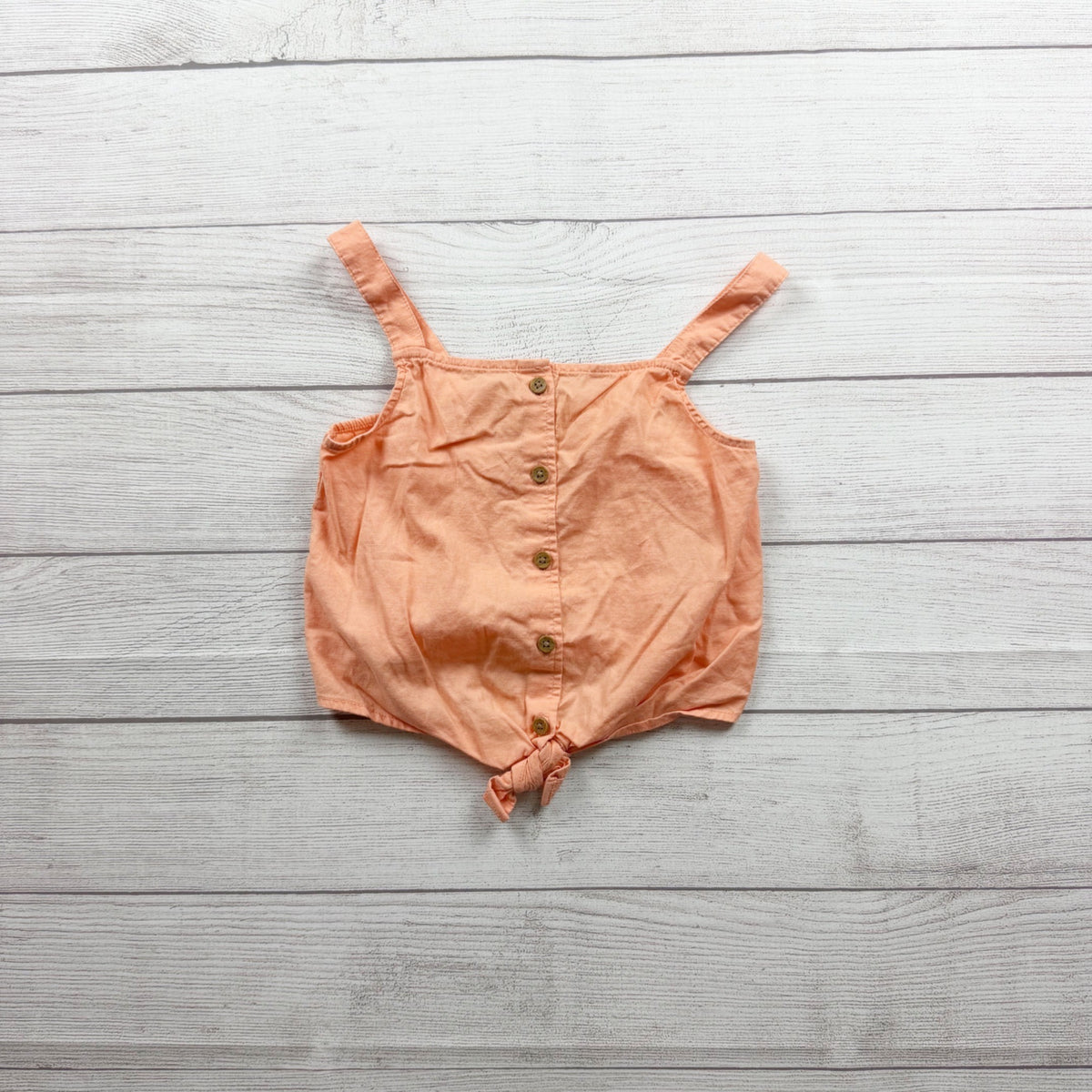H&M Girls Peach Tie Front Button Tank Top Cotton 8