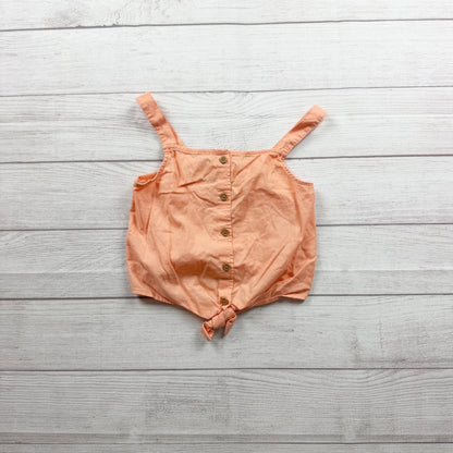 H&M Girls Peach Tie Front Button Tank Top Cotton 8