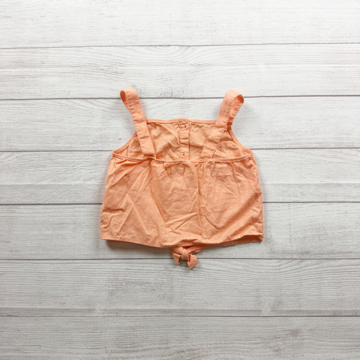 H&M Girls Peach Tie Front Button Tank Top Cotton 8