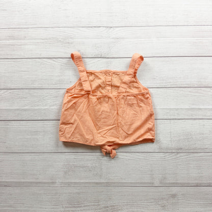 H&M Girls Peach Tie Front Button Tank Top Cotton 8