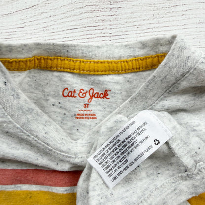 Cat & Jack Toddler Boys Short Sleeve Gray Striped Pocket Tee 3T