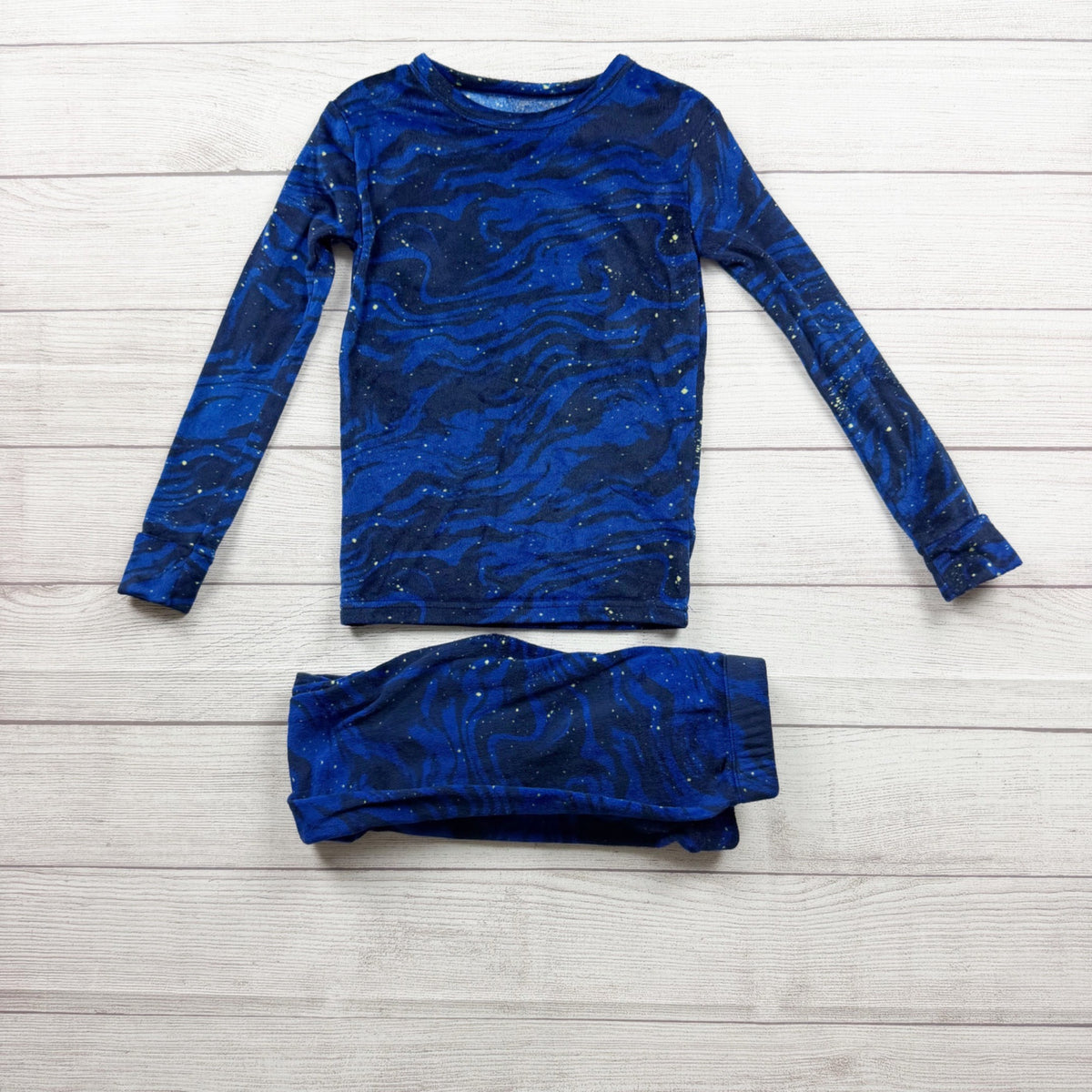 Cat & Jack Blue Starry Print Snuggly Soft Pajama Set Long Sleeve Pants 8