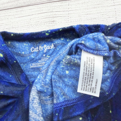 Cat & Jack Blue Starry Print Snuggly Soft Pajama Set Long Sleeve Pants 8