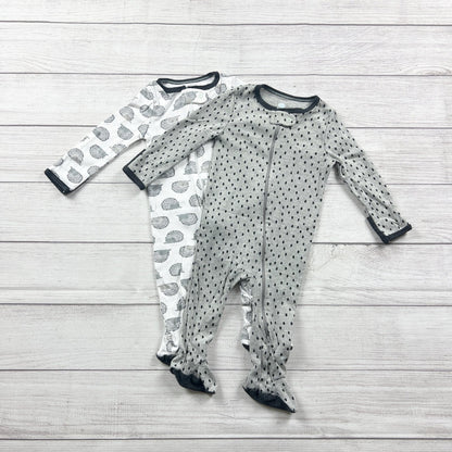 Cloud Island Baby Sleepers Dot Hedgehog Footed Pajamas 2-Pack 6-9 Months