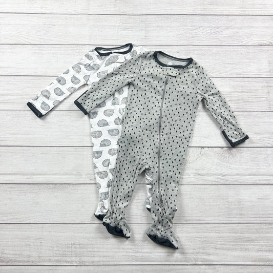 Cloud Island Baby Sleepers Dot Hedgehog Footed Pajamas 2-Pack 6-9 Months