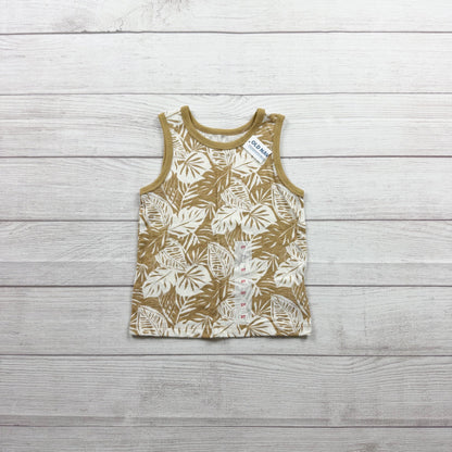Old Navy Toddlers Tropical Leaf Print Beige White Tank Top NWT 2T