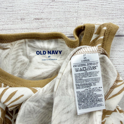 Old Navy Toddlers Tropical Leaf Print Beige White Tank Top NWT 2T