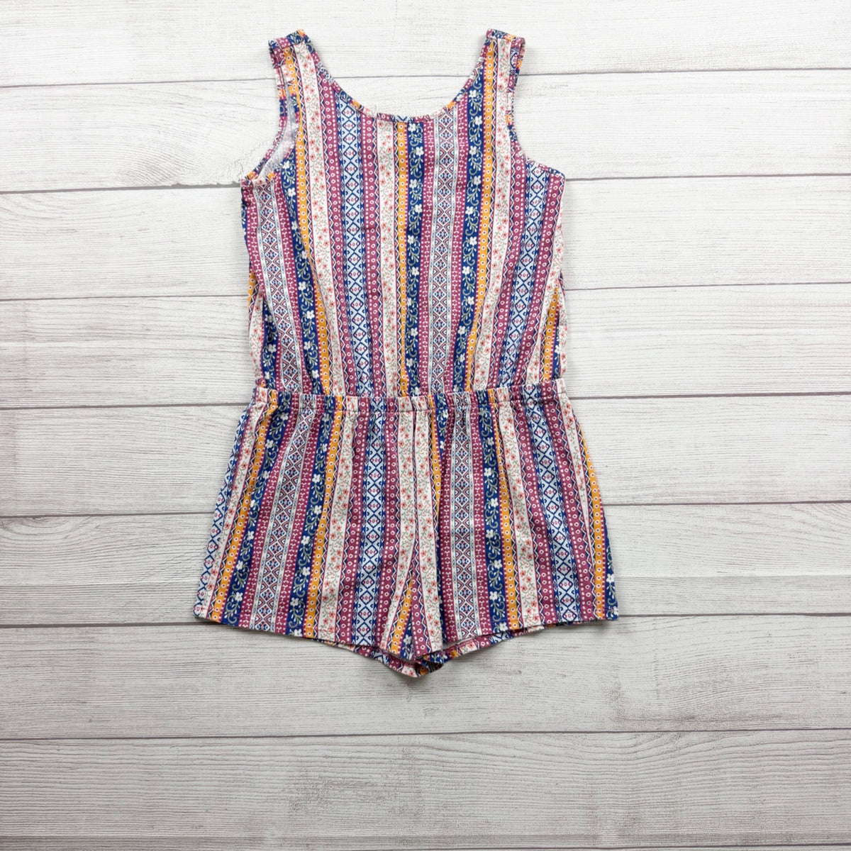 Children's Place Girls Multicolor Striped Sleeveless Shorts Romper L 10-12