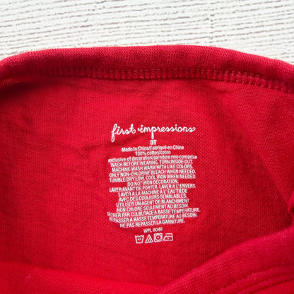 First Impressions Toddler Girls Red Llama Long Sleeve Shirt Graphic Tee 3T