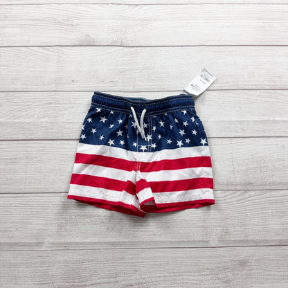 OshKosh Bgosh Boys American Flag Swim Shorts Red White Blue NWT 18-24 Months
