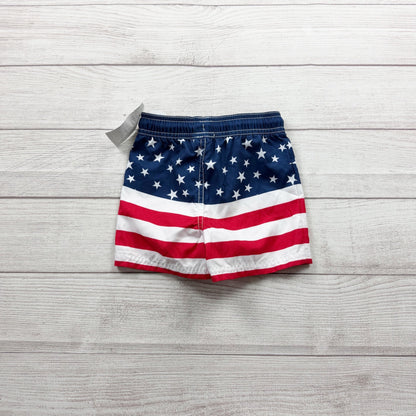 OshKosh Bgosh Boys American Flag Swim Shorts Red White Blue NWT 18-24 Months