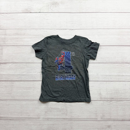 Marvel SpiderMan 4th Birthday Graphic Toddler T-Shirt Gray 4T