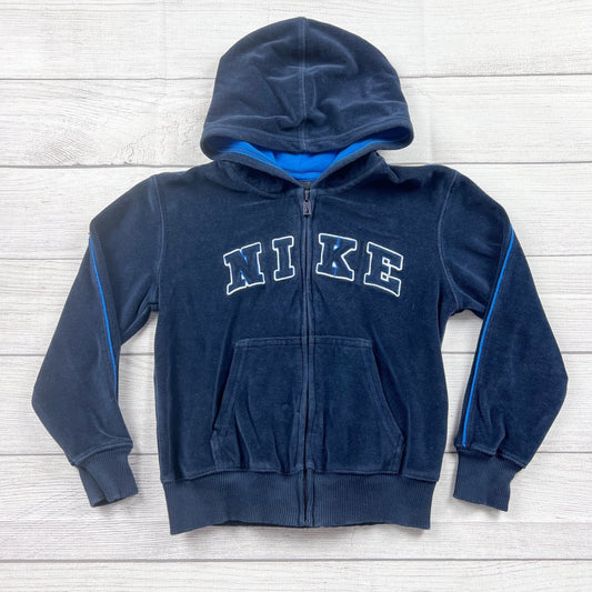 Nike Boys Zip Up Hoodie Navy Blue Terry Cloth Full Zip Sweatshirt Jacket 7