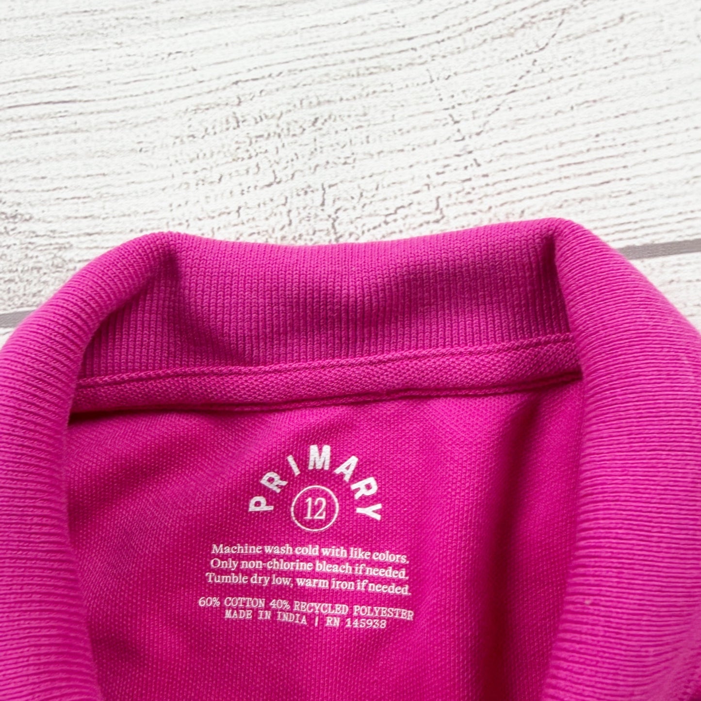 Primary Kids Pink Polo Shirt Short Sleeve Collared Top 12