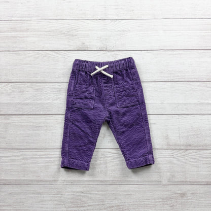 H&M Baby Purple Corduroy Pants Drawstring Waist Pull-On Trousers 4-6 Months
